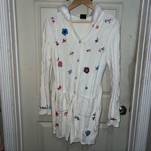 THE CHILDREN’S PLACE FLORAL EMBROIDERED LONG LENGTH GIRLS CARDIGAN SWEATER